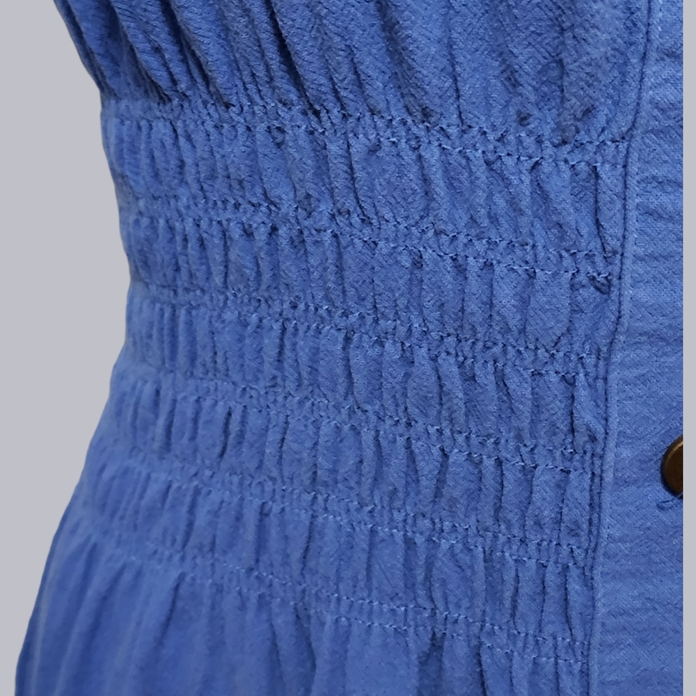 Anthropologie Lapis blue linen tiered peasant dress size mp - Picture 2 of 9